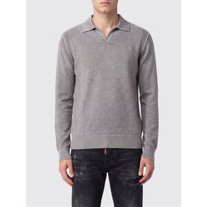 Diesel Men Long-Sleeved V-Neck Knit Polo Shirt Diesel In Cotton With Oval D Logo